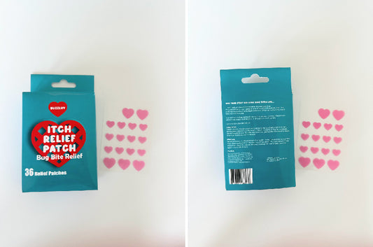 BuzzLuv 36 Fabric Heart Bug Bite Relief Patch